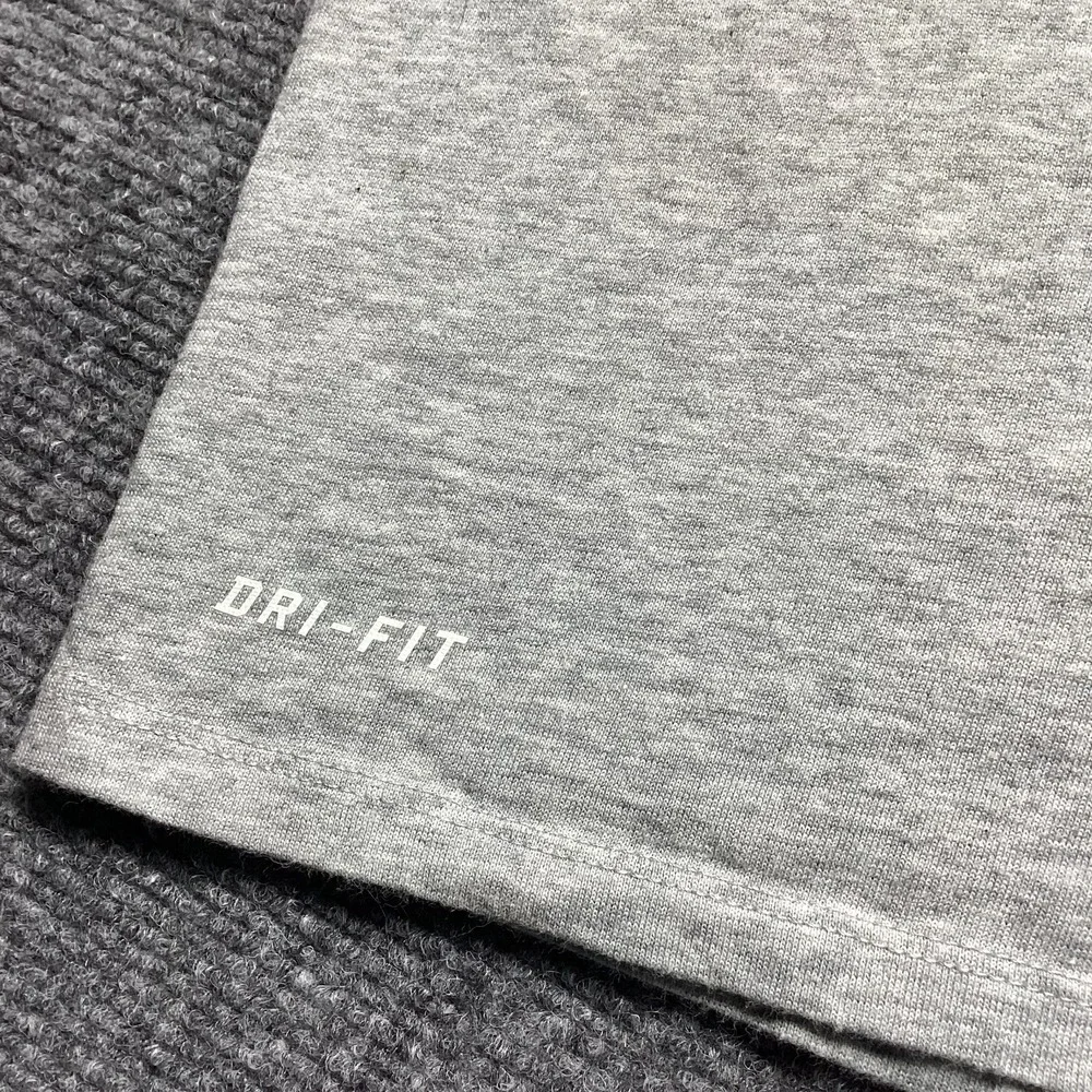 Nike Dri-Fit Graphic Tee Shirt Large L Heather Grey Champion Ring Athletic Cut